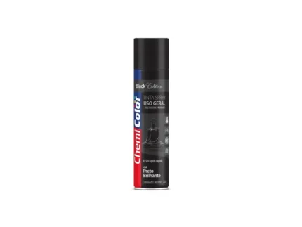 Tinta Spray Uso Geral Preto Brilhante 400ml / 250g - Chemicolor
