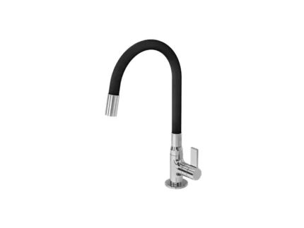 Torneira Cozinha Bancada Topflex Flexível Gourmet Preta 5301 1/4" Volta C70 - Metais Perola