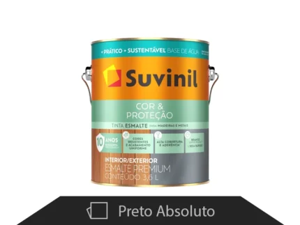 Tinta Esmalte Premium Cor e Proteção Base Água Fosco 3,2L Preto Absoluto - Suvinil
