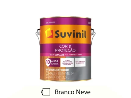 Tinta Esmalte Premium Cor e Proteção Base Solvente Acetinado 3,6L Branco Neve - Suvinil