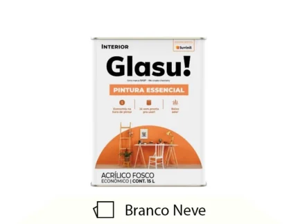 Tinta Acrílica Economica Fosco Pintura Essencial 15L Branco Neve - Glasu!