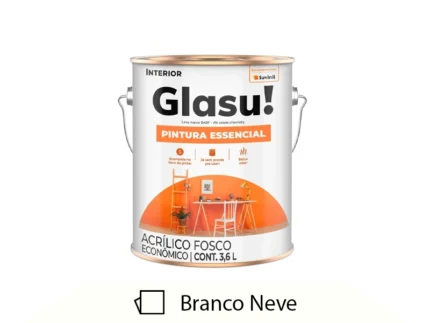 Tinta Acrílica Economica Fosco Pintura Essencial 3,6L Branco Neve - Glasu!