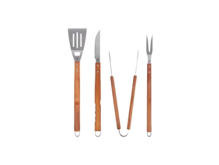 Kit Para Churrasco Inox Cabo de Madeira Grande 4 Peças - Bel