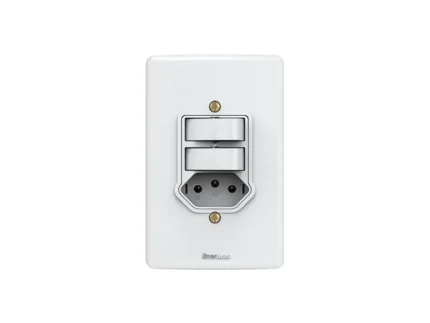 Conjunto Interruptor/Tomada 1 Tecla Simples + 1 Tecla Paralelo 10A 250V + 1 Tomada 10A 250V Artis Branca - Enerbras