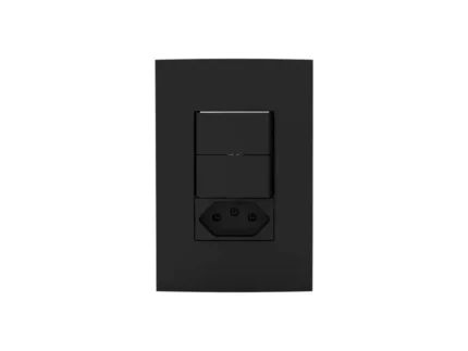 Conjunto Interruptor e Tomada 2 Teclas Simples + 1 Tomada 20A Dubai Matte Black - Enerbras