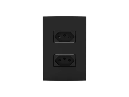 Conjunto Tomada Dupla 20A Dubai Matte Black - Enerbras