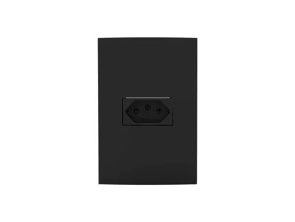 Conjunto Tomada Simples 10A Dubai Matte Black - Enerbras