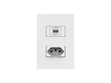 Conjunto USB 5V 2.0A + 1 Tomada 10A Dubai Branca - Enerbras