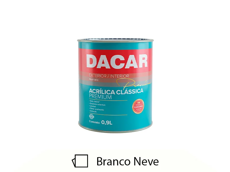 Tinta Acrílica Premium Classica Fosco 900ml Branco Neve – Dacar